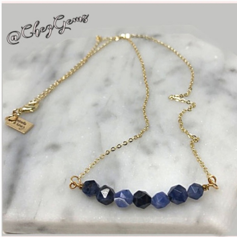 SALE NWT Genuine Blue Lapis Gems 14K Gold Necklace - Picture 4 of 8